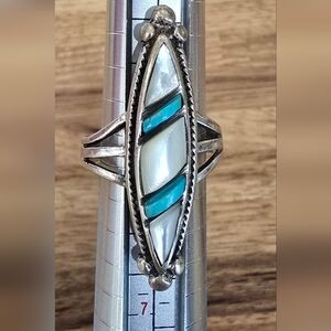 Vintage Turquoise and Mother of Pearl Ring